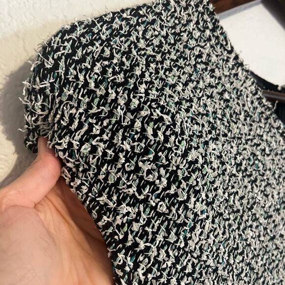 St. John Tweed Eyelash Space Dye Sheath Dress Black Green White 6 - Picture 5 of 9